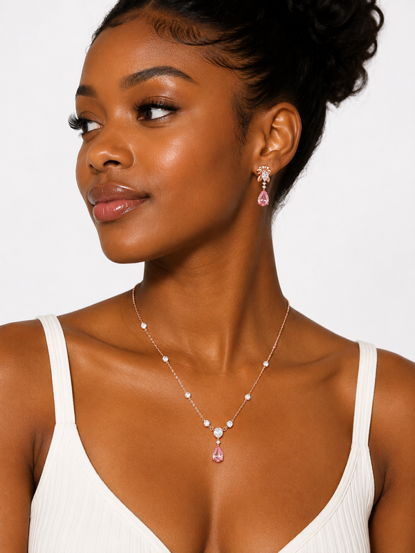 Silver 925 Rose Gold Jewellery Set