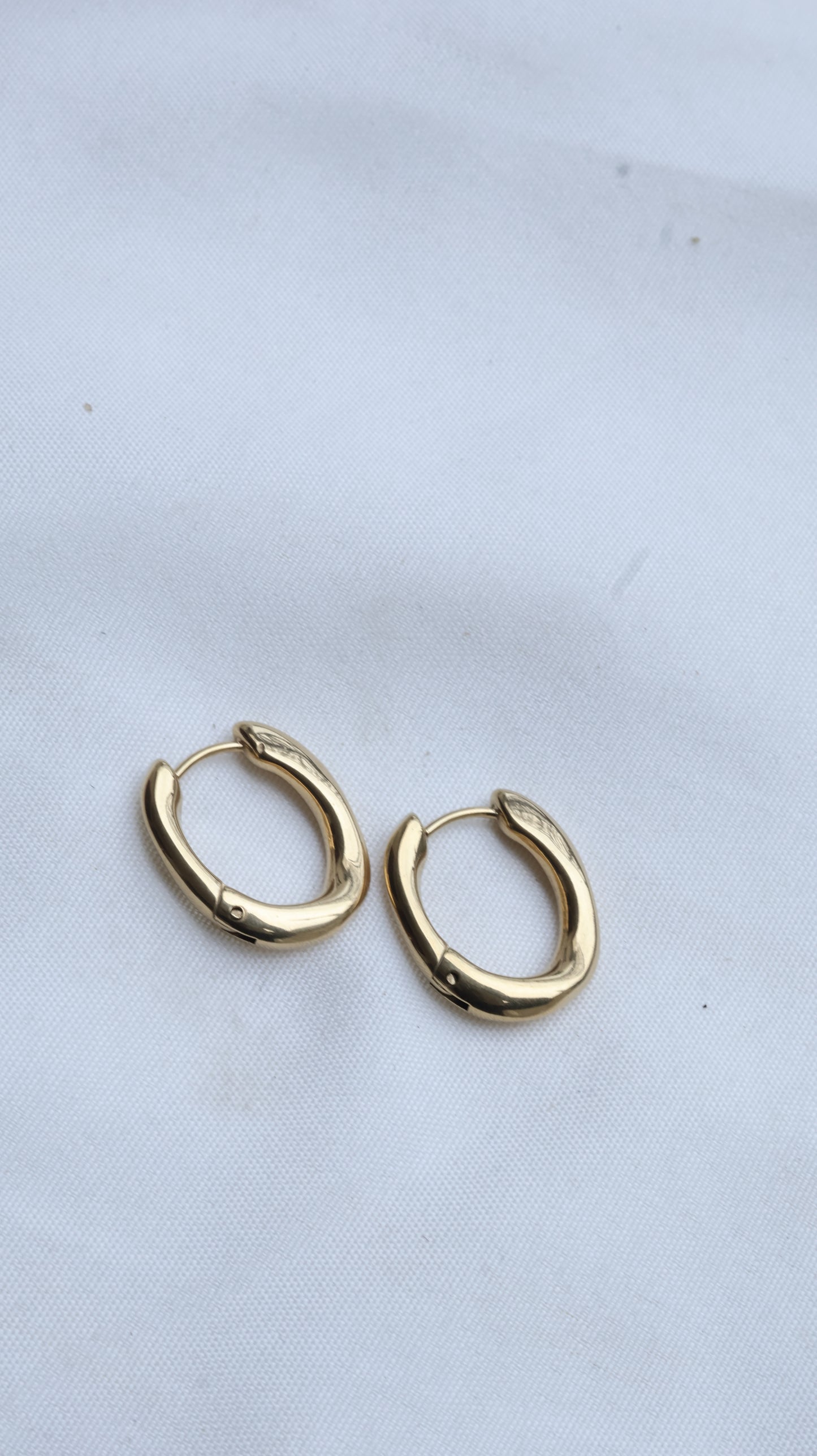 Gold Oval Hoop Earrings