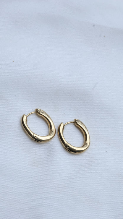 Gold Oval Hoop Earrings
