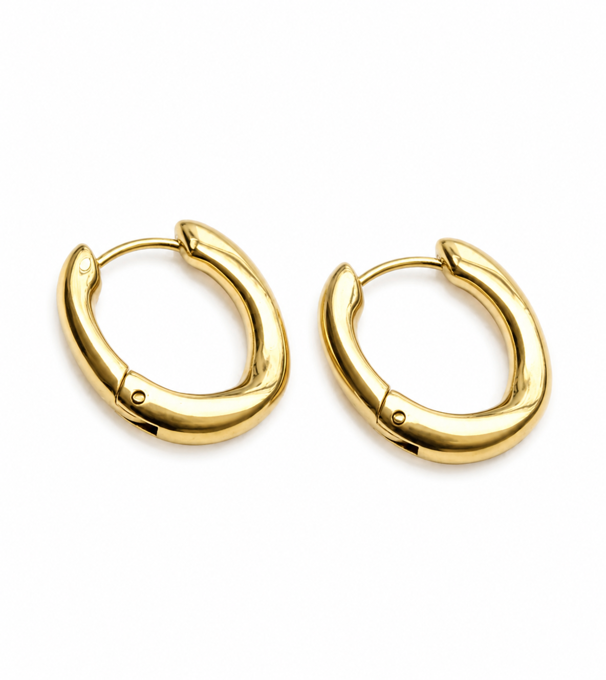Gold Oval Hoop Earrings