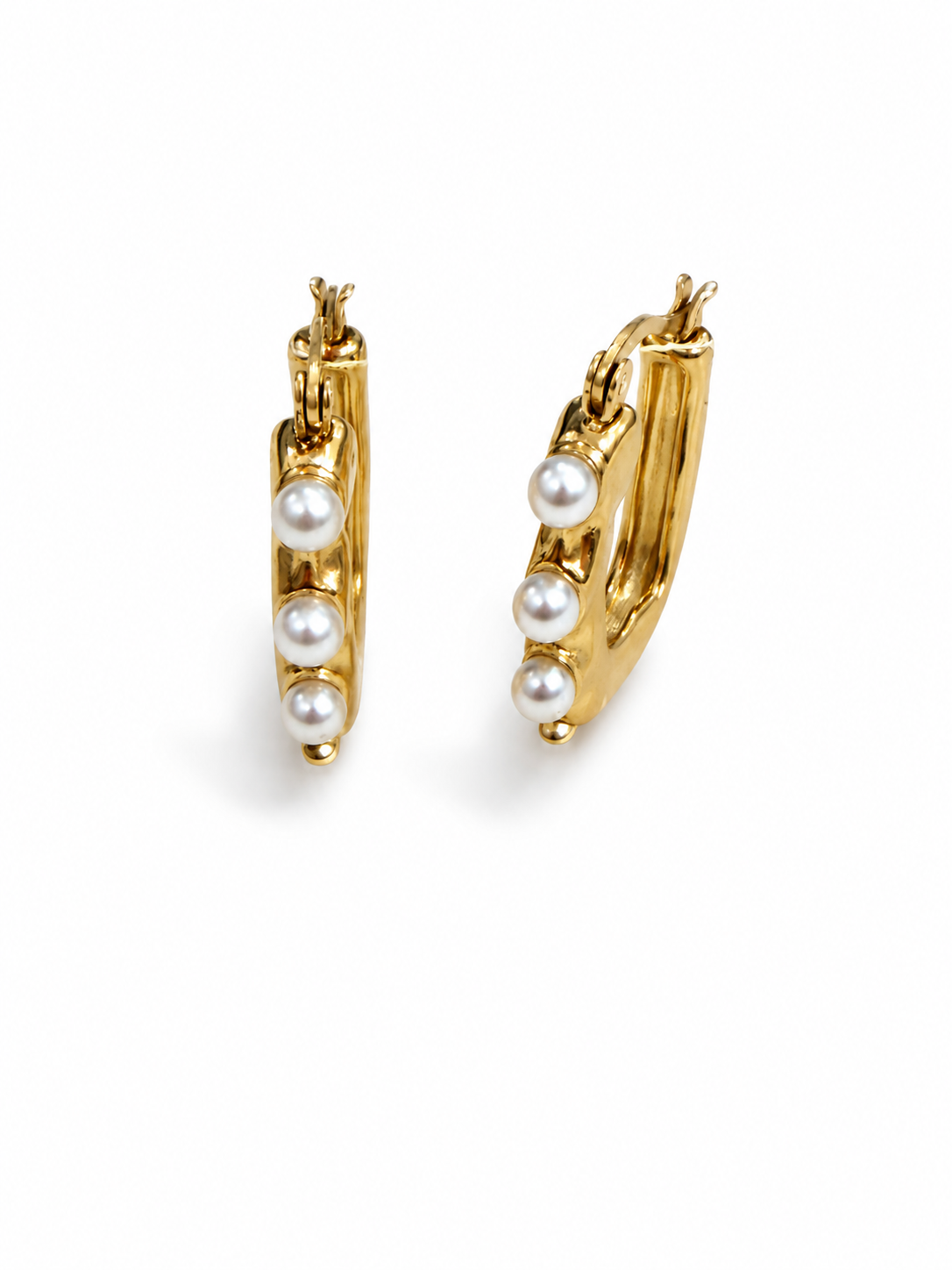 Huggie Pearl Hoop Earrings