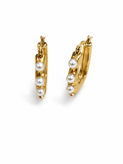 Huggie Pearl Hoop Earrings