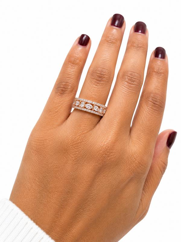 Silver 925 Rose Gold Diamond Ring