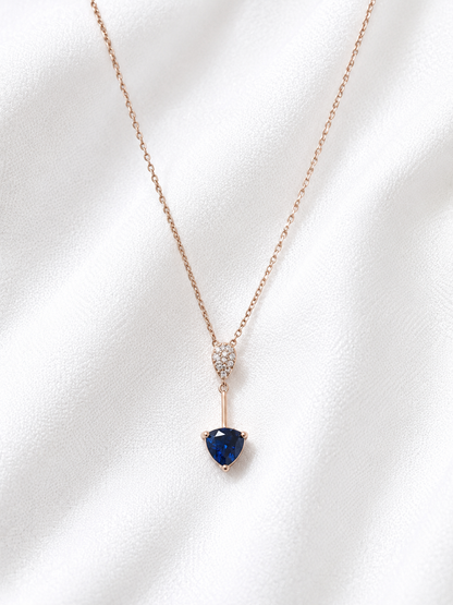 Silver 925 Teardrop Pear Shaped Blue Pendant Set