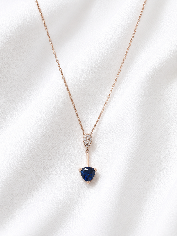 Silver 925 Teardrop Pear Shaped Blue Pendant Set