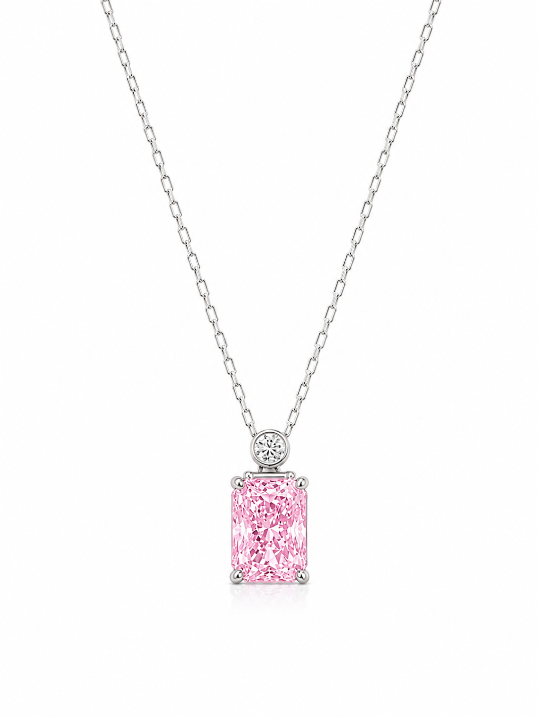 Silver 925 Rectangular Green Peridot Pendant Set