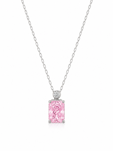 Silver 925 Rectangular Green Peridot Pendant Set