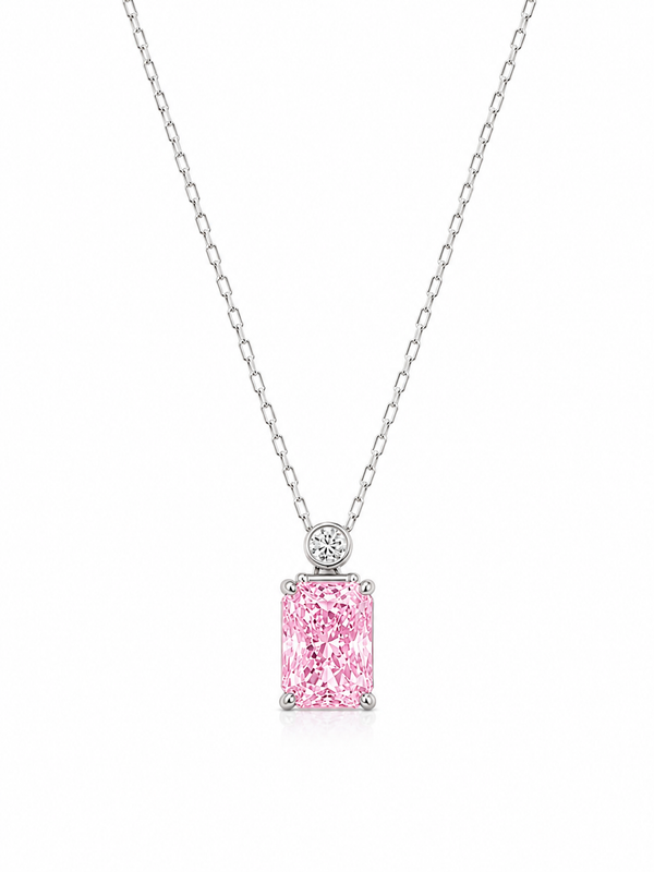 Silver 925 Rectangular Green Peridot Pendant Set