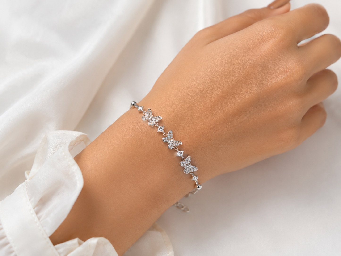 Silver 925 Bracelet With Small Butterfly Motifs