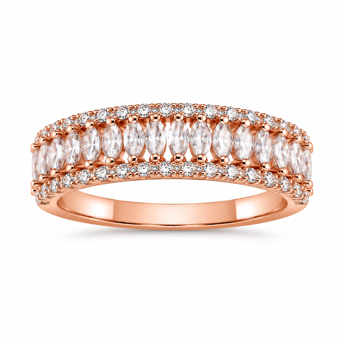 Silver 925 Rose Gold Dual Wedding Rings