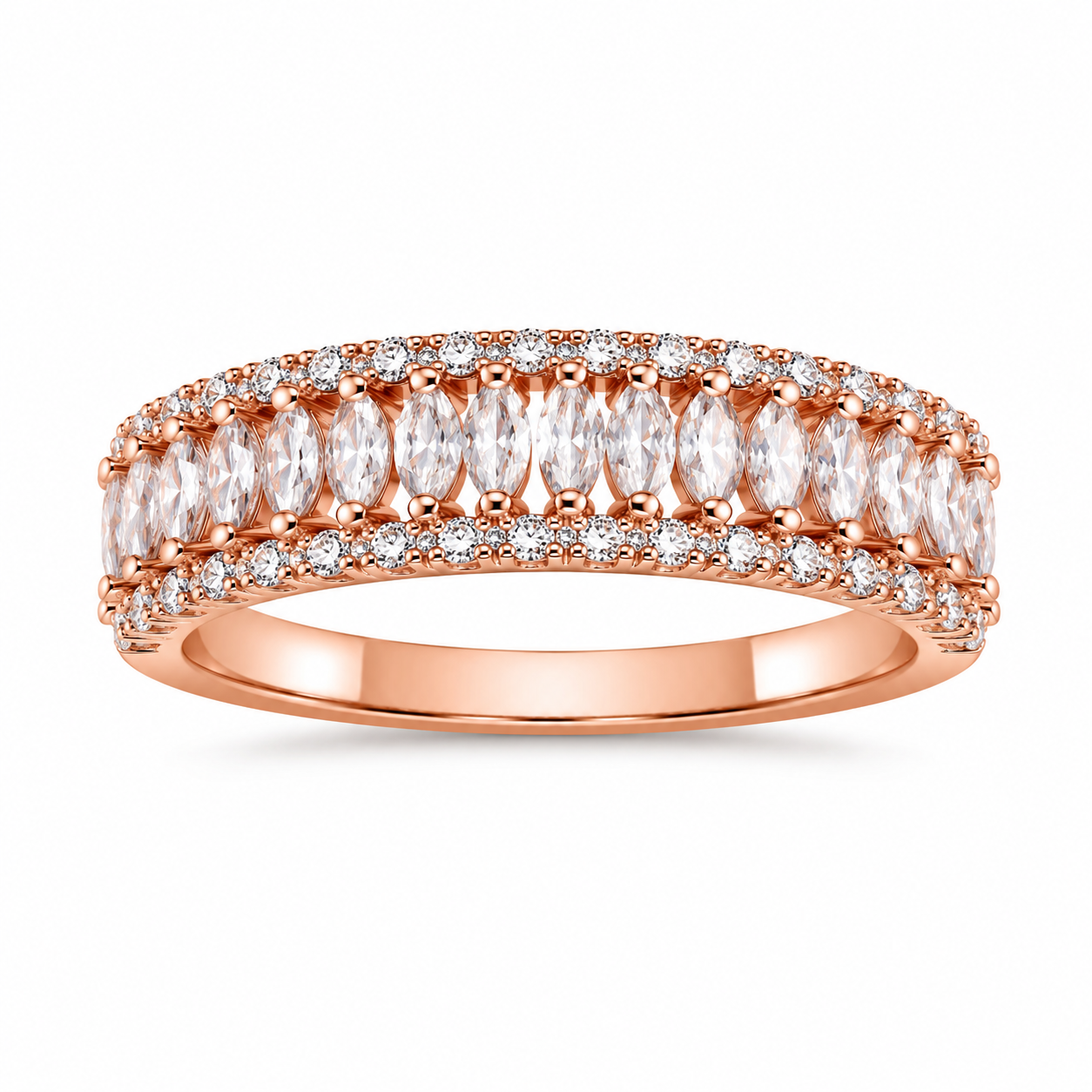 Silver 925 Rose Gold Dual Wedding Rings