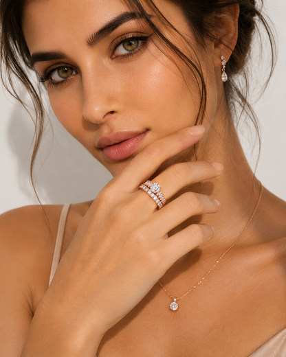 Silver 925 Rose Gold Dual Wedding Rings
