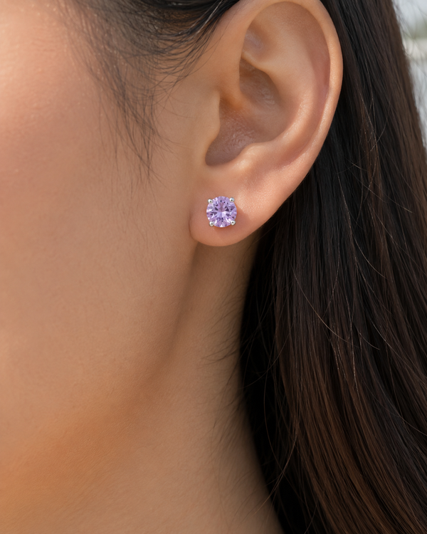A Sliver-Tone Elegant Pink Earrings