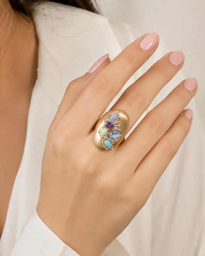 Gold Ring With Colorful Gemstones