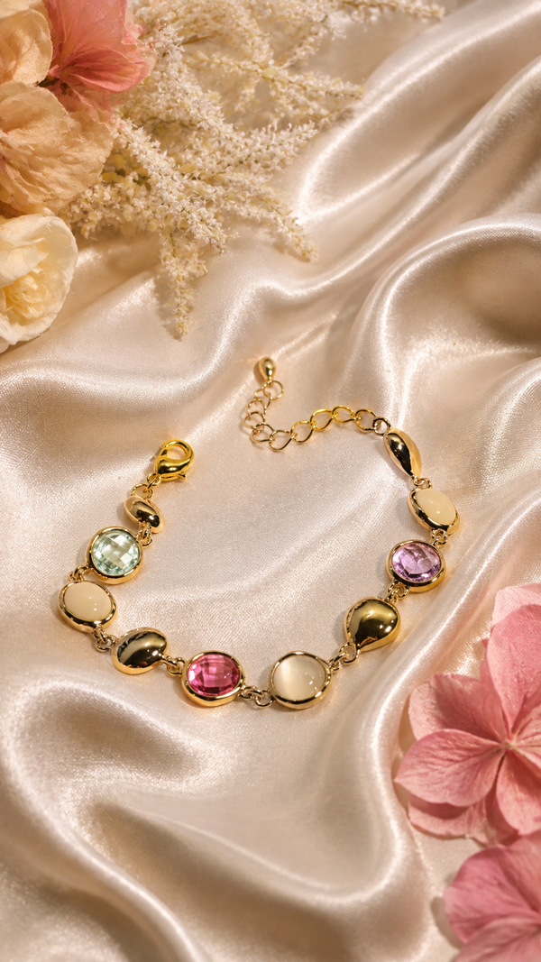 Gold Chain Bracelet With Multiple Round Bracelet