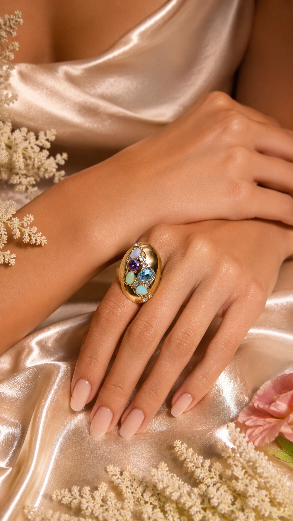 Gold Ring With Colorful Gemstones