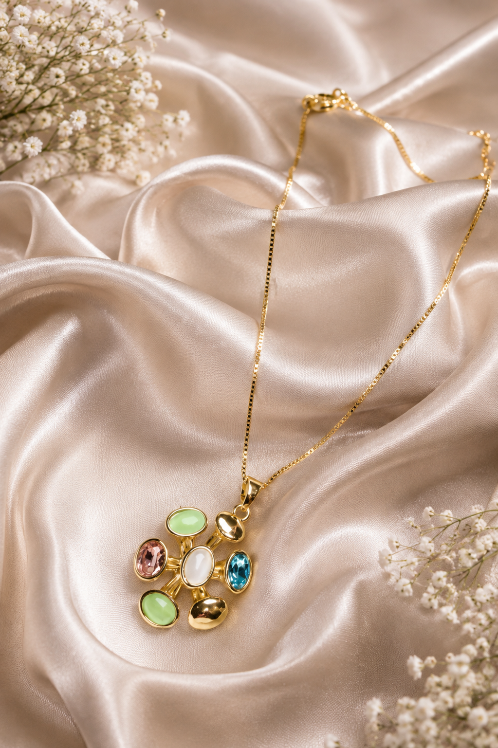 Floral Cluster Chain Necklace