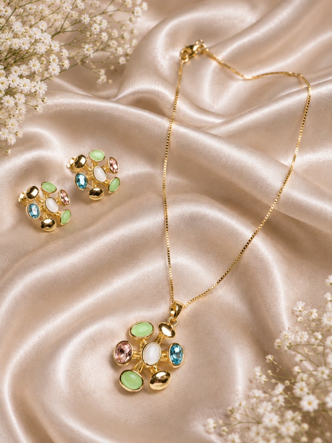Floral Cluster Chain Necklace