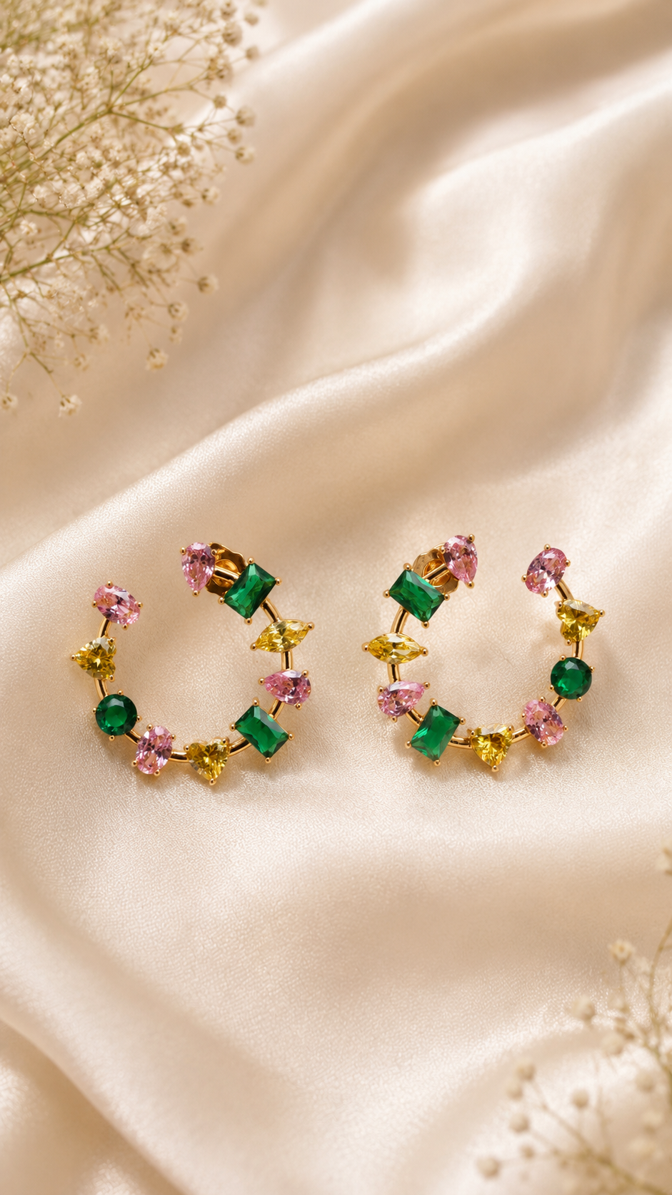 Pink Marquise & Stars Earrings