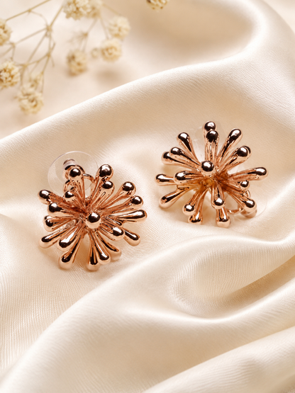 A Rose Gold Starburst Stud Earrings