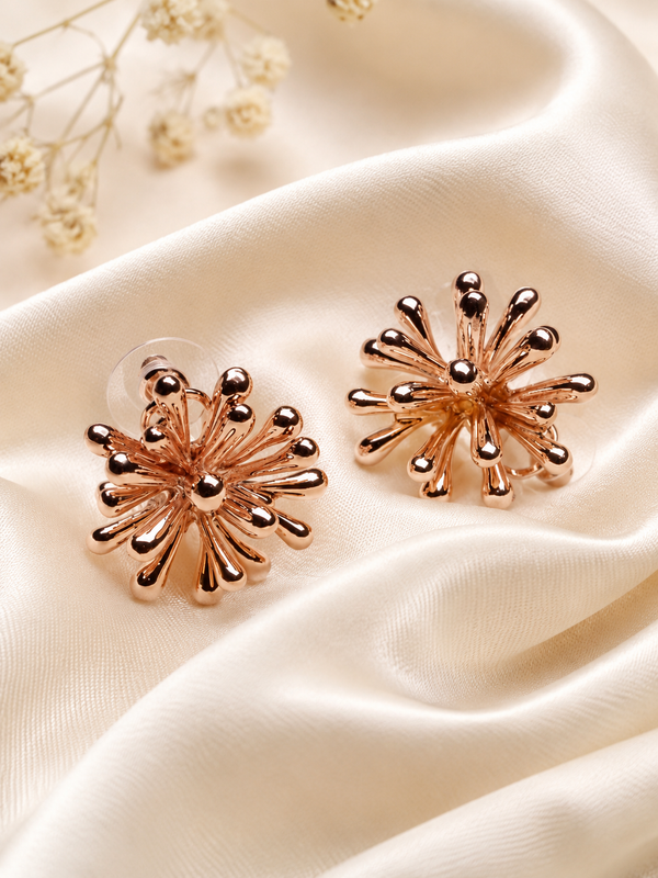 A Rose Gold Starburst Stud Earrings