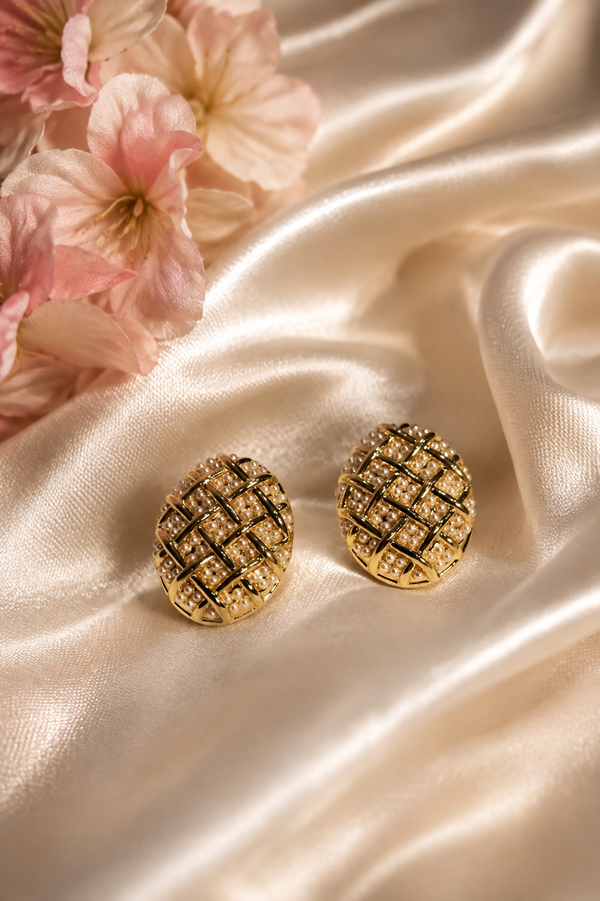 A Round Gold-Toned Brooches Type Earrings