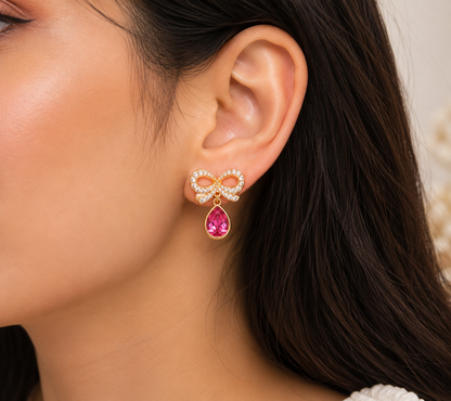 A Rose Gold Bow Stud Earrings