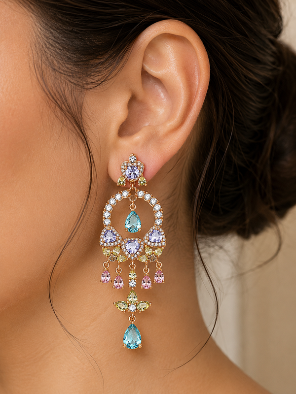 A Gold-Plated Multi Coloured Earrings