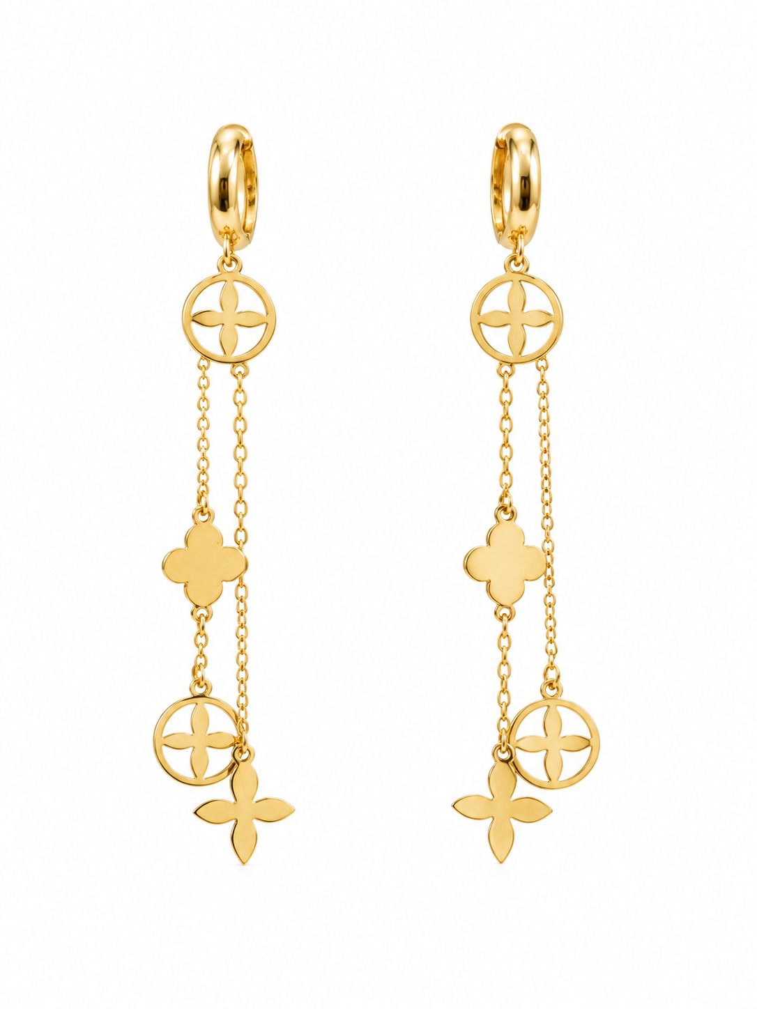 Golden Floral Dangle Earrings
