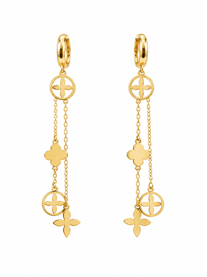 Golden Floral Dangle Earrings