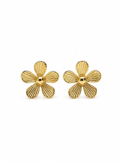 A Gold-Toned Flower-Shaped Earrings