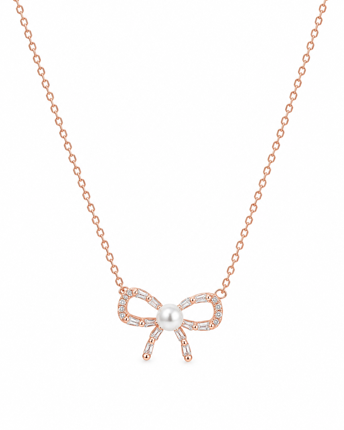 Silver 925 Gold Bow Shaped Necklace
