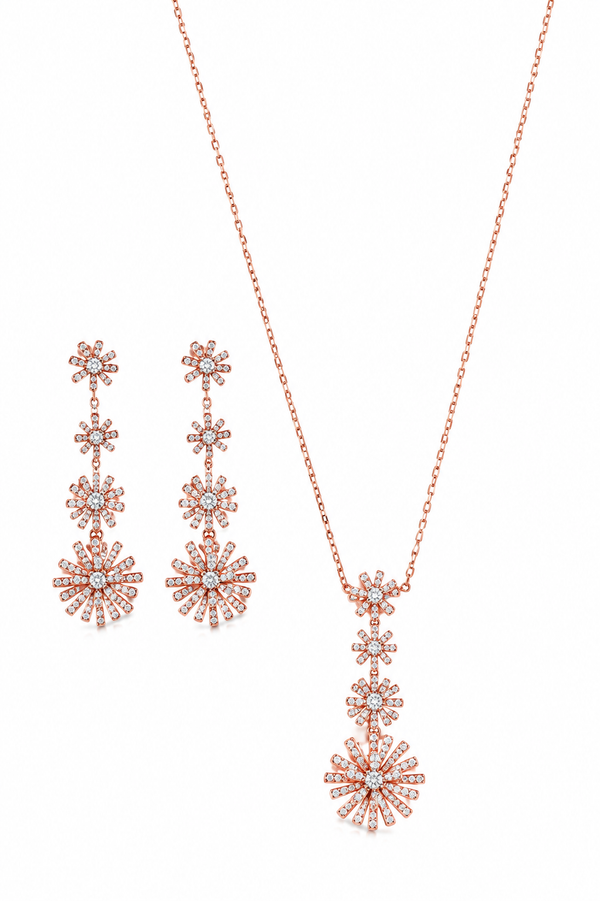 Silver 925 Rose Gold Jewellery Set