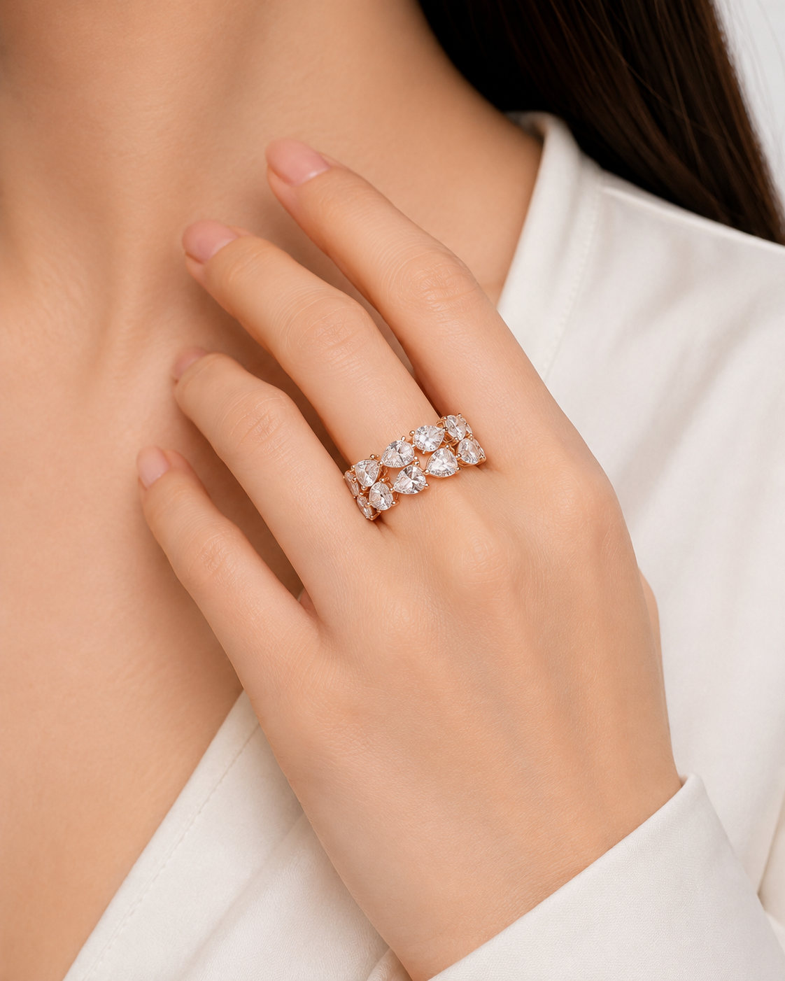 Sliver 925 Rose Gold Cuff Ring