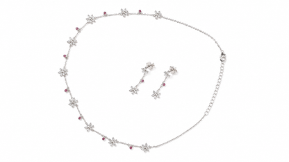 Silver 925 Floral Starburst Pendant Set