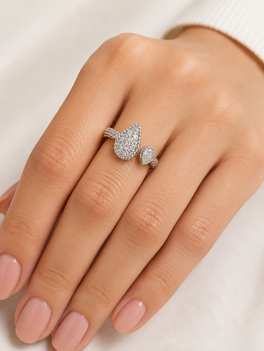 A Pave Shaped Adjustable Ring