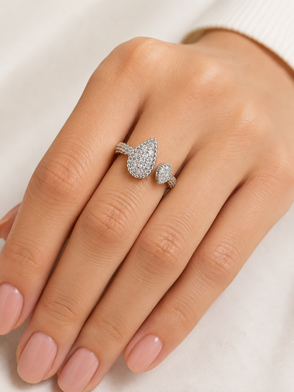 A Pave Shaped Adjustable Ring