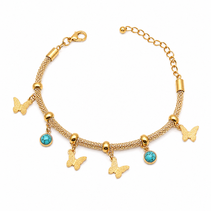 Gold Tone Butterfly Charm Bracelet