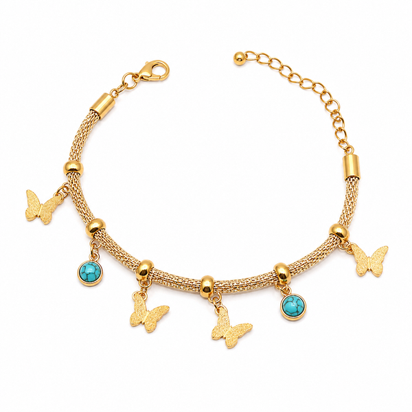 Gold Tone Butterfly Charm Bracelet