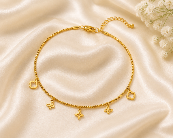 Gold Tone Charm Anklet
