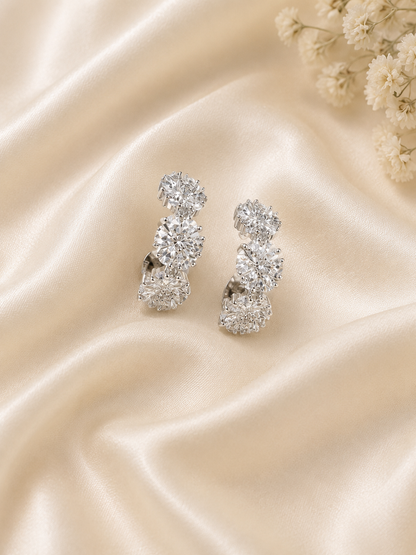 Silver 925 Hoops Cluster Studs