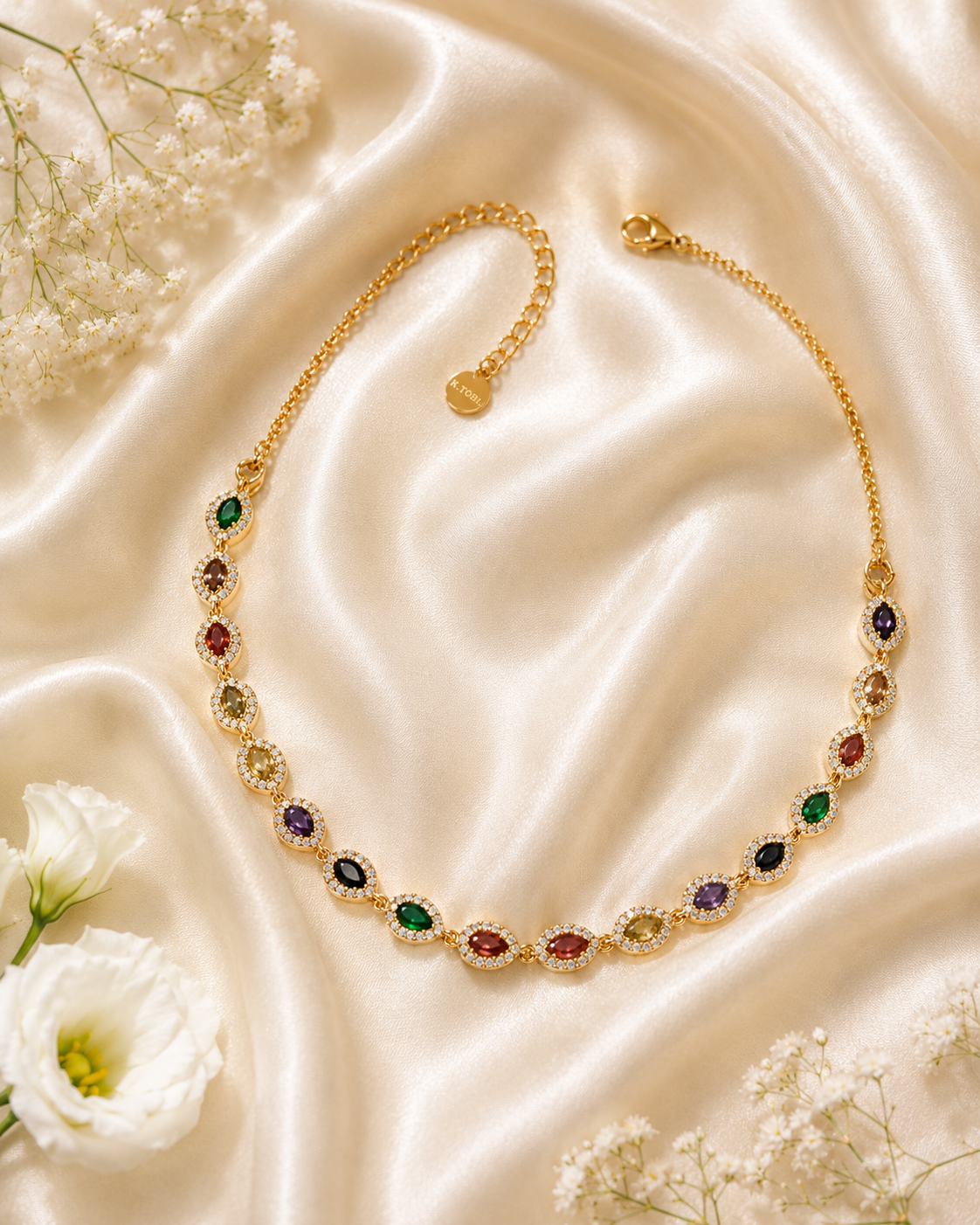 Colorful Gemstone Chain Necklace