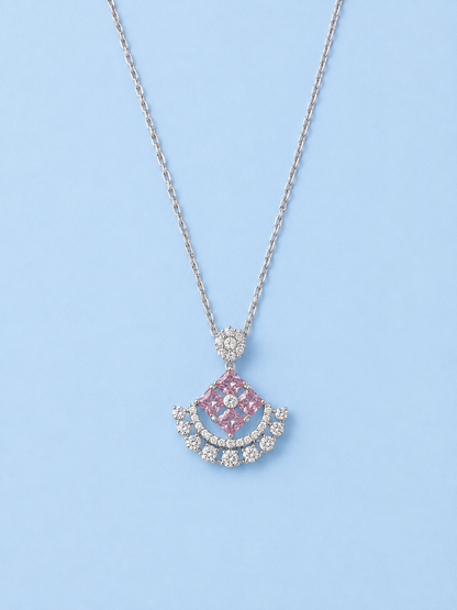Silver 925 Pink Diamond-Shaped Pendant Set.