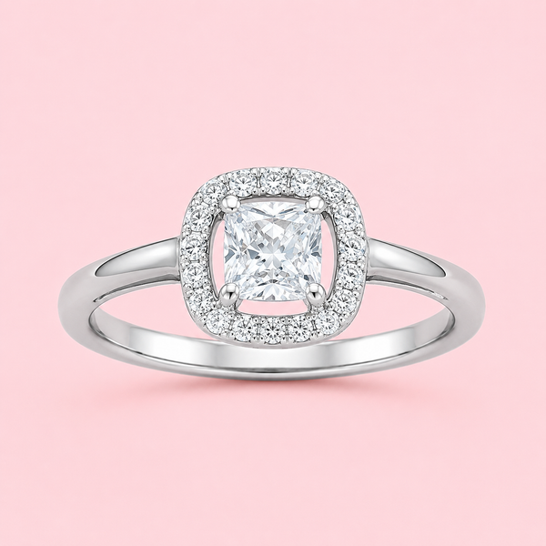 Silver 925 Cushion-Cut Diamond Ring