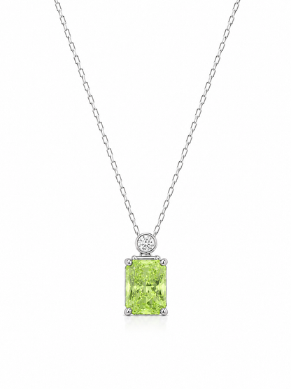 Silver 925 Rectangular Green Peridot Pendant Set