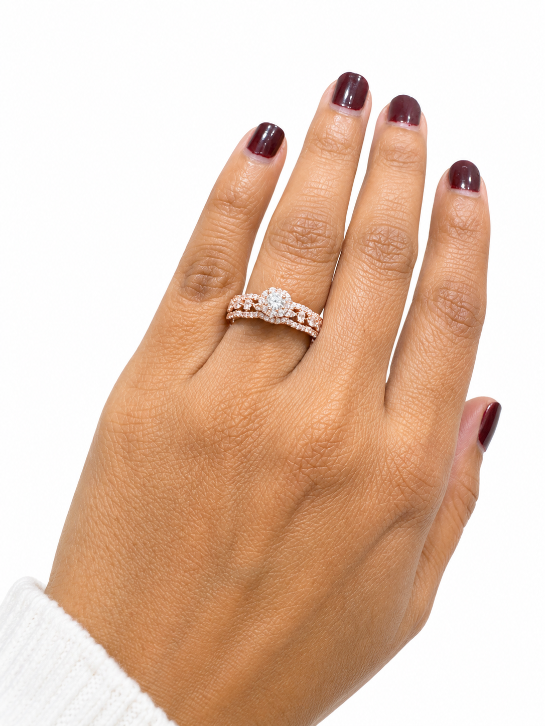Silver 925 Rose Gold Engagement Ring