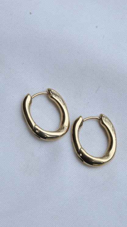 Gold Oval Hoop Earrings