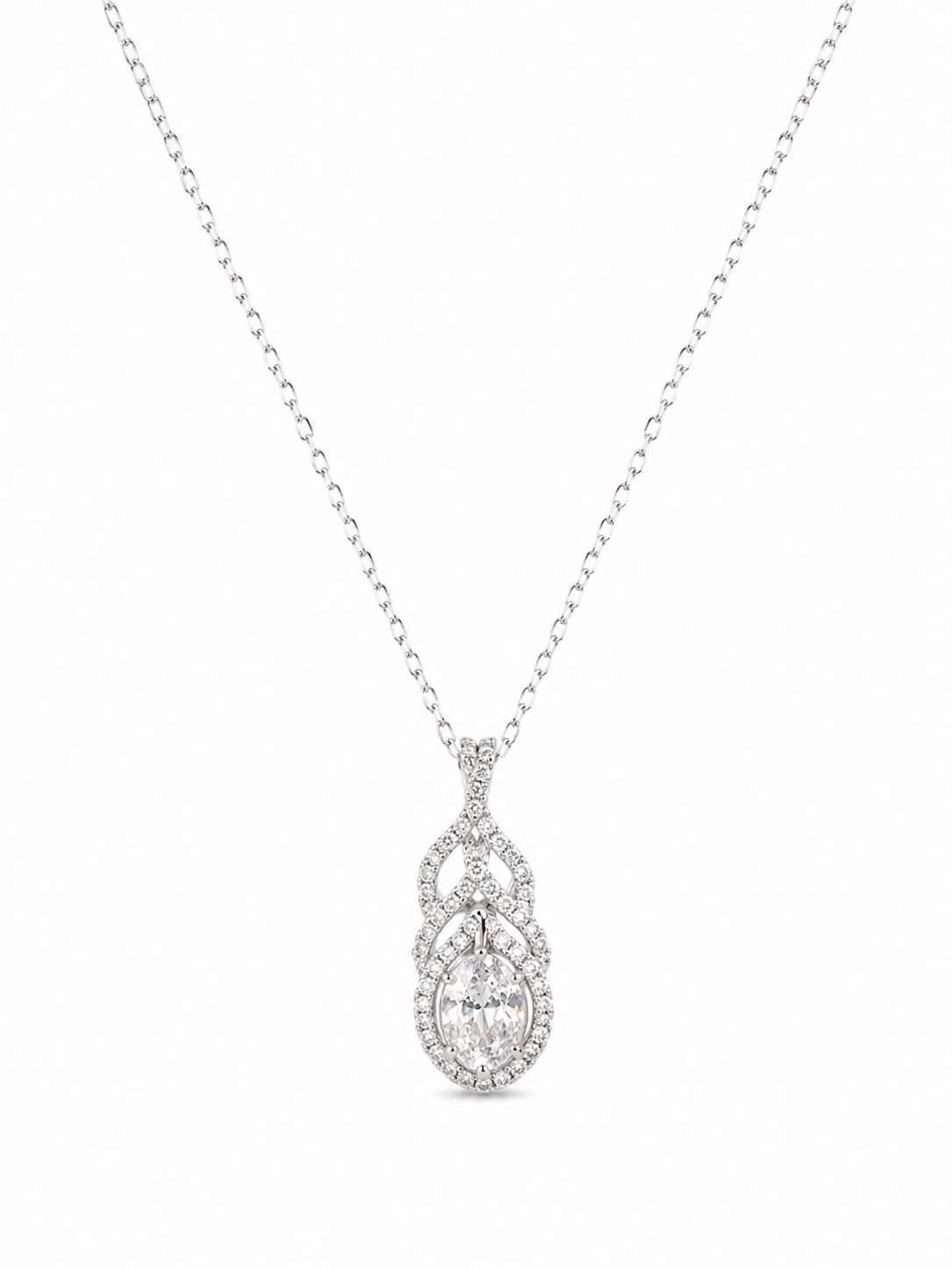 Silver 925 Toned Teardrop Pendant Pendant Set