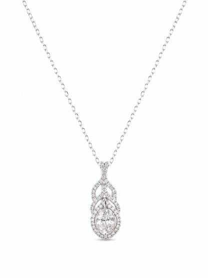 Silver 925 Toned Teardrop Pendant Pendant Set