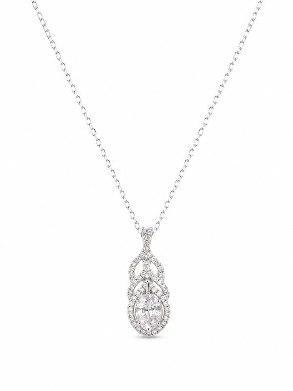 Silver 925 Toned Teardrop Pendant Pendant Set